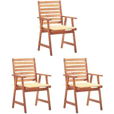 vidaXL Garten-Essstühle 3 Stk mit Kissen Massivholz Akazie 3064349 vidaXL Garten-Essstühle 3 Stk mit Kissen Massivholz Akazie 3064349