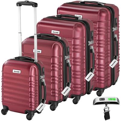 Tectake Hartschalenkoffer Set Mila 4 Teilig Aus Robustem Abs Kunststoff Inkl Kofferwaage und Anhänger Mit Teleskopgriff 32 x 50 x 76 cm Weinrot Tectake Hartschalenkoffer Set Mila 4 Teilig Aus Robustem Abs Kunststoff Inkl Kofferwaage und Anhänger Mit Teleskopgriff 32 x 50 x 76 cm Weinrot