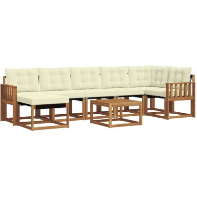 vidaXL Outdoor-Sofagarnitur mit Kissen 8-Tlg Natur und Creme 3368901 vidaXL Outdoor-Sofagarnitur mit Kissen 8-Tlg Natur und Creme 3368901