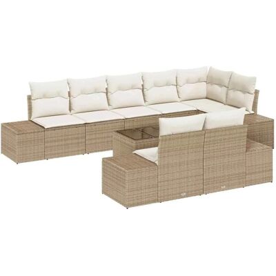 vidaXL Gartensofa-Set mit Speicher Beige und Creme Poly Rattan 3355790 vidaXL Gartensofa-Set mit Speicher Beige und Creme Poly Rattan 3355790