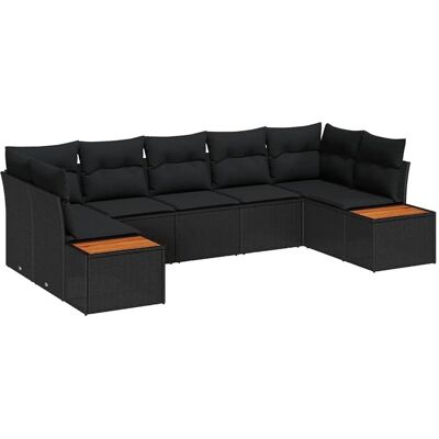 vidaXL Garten-Sofa-Set mit Kissen 7-Tlg Schwarz Poly Rattan 3348159 vidaXL Garten-Sofa-Set mit Kissen 7-Tlg Schwarz Poly Rattan 3348159