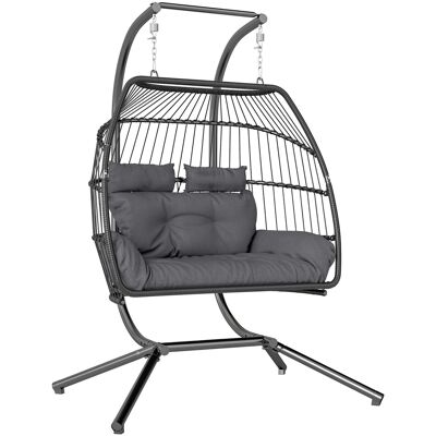 Outsunny Rattan Hängesessel Stahl 170L x 100B x 185H cm Dunkelgrau Outsunny Rattan Hängesessel Stahl 170L x 100B x 185H cm Dunkelgrau