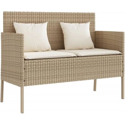 furnicato Gartenbank mit Kissen Beige Poly Rattan furnicato Gartenbank mit Kissen Beige Poly Rattan