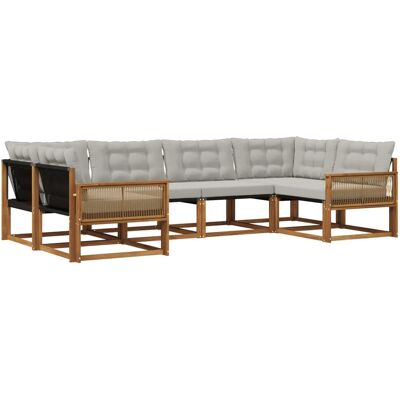 vidaXL Outdoor-Sofagarnitur mit Kissen 6 Stk Natur und Hellgrau 3381651 vidaXL Outdoor-Sofagarnitur mit Kissen 6 Stk Natur und Hellgrau 3381651