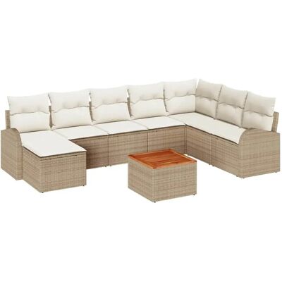 vidaXL Garten-Sofa-Set mit Kissen 9-Tlg Beige Poly Rattan 3347617 vidaXL Garten-Sofa-Set mit Kissen 9-Tlg Beige Poly Rattan 3347617