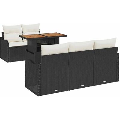 vidaXL 6-Teiliges Garten-Sofaset mit Kissen in Schwarz aus Poly Rattan 3358133 vidaXL 6-Teiliges Garten-Sofaset mit Kissen in Schwarz aus Poly Rattan 3358133