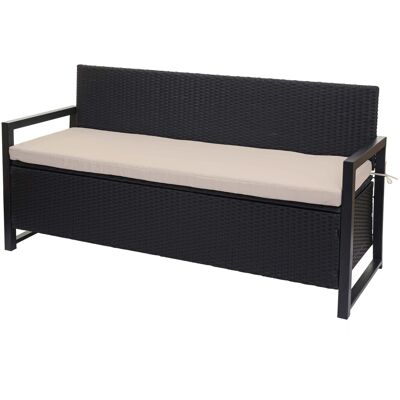 PROREGAL Poly-Rattan 3er Sitzbank HxBxT 87x164x57cm Gartenbank Truhenbank Anthrazit Kissen Beige Staufach Aufbewahrung Sitzkissen PROREGAL Poly-Rattan 3er Sitzbank HxBxT 87x164x57cm Gartenbank Truhenbank Anthrazit Kissen Beige Staufach Aufbewahrung Sitzkissen