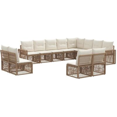 vidaXL Gartensofa-Set 12-Tlg Beige und Cremeweiß Poly-Rattan 3435282 vidaXL Gartensofa-Set 12-Tlg Beige und Cremeweiß Poly-Rattan 3435282