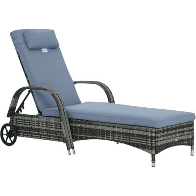 Outsunny Gartenliege - Wetterfester Polyrattan - Verstellbare Rückenlehne 5 Stufen - Gartenliege Outsunny Gartenliege - Wetterfester Polyrattan - Verstellbare Rückenlehne 5 Stufen - Gartenliege