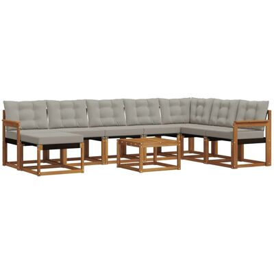 vidaXL Outdoor-Sofagarnitur mit Kissen 9-Tlg Natur und Hellgrau 3368970 vidaXL Outdoor-Sofagarnitur mit Kissen 9-Tlg Natur und Hellgrau 3368970