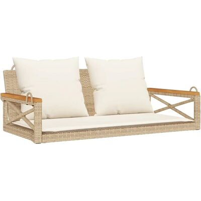 furnicato Hängebank mit Kissen Beige 109x62x40 cm Poly Rattan furnicato Hängebank mit Kissen Beige 109x62x40 cm Poly Rattan