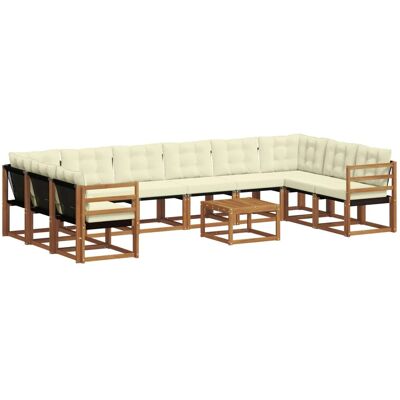 vidaXL Outdoor-Sofagarnitur mit Kissen 11-Tlg Natur und Creme 3369109 vidaXL Outdoor-Sofagarnitur mit Kissen 11-Tlg Natur und Creme 3369109