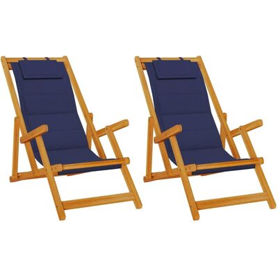vidaXL Faltbare Strandstühle Set aus 2 Blau - Strand, Garten, Camping - Stühle vidaXL Faltbare Strandstühle Set aus 2 Blau - Strand, Garten, Camping - Stühle