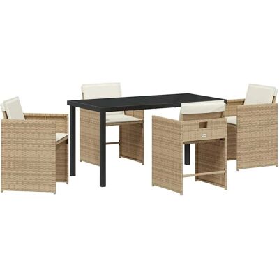 vidaXL Garten Essgruppe 5-Tlg Beige Poly-Rattan 3380702 vidaXL Garten Essgruppe 5-Tlg Beige Poly-Rattan 3380702