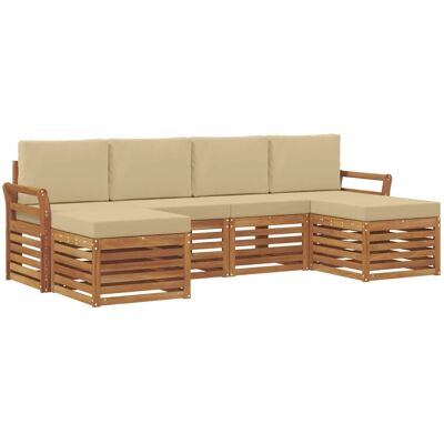 vidaXL Sofagarnituren 6 Tlg Natur und Beige Massivholz Akazie 3375253 vidaXL Sofagarnituren 6 Tlg Natur und Beige Massivholz Akazie 3375253