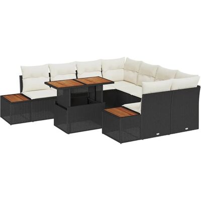vidaXL 9-Teiliges Gartensofa-Set mit Kissen in Schwarz aus Poly Rattan 3358791 vidaXL 9-Teiliges Gartensofa-Set mit Kissen in Schwarz aus Poly Rattan 3358791