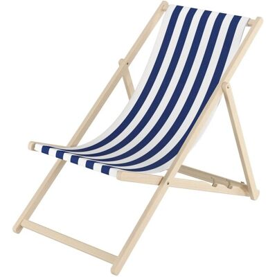 Erst-Holz Gartenliege Strandstuhl Holzstuhl aus Buche 10-100 Blauweiß Streifen Erst-Holz Gartenliege Strandstuhl Holzstuhl aus Buche 10-100 Blauweiß Streifen