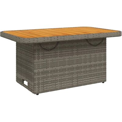 vidaXL Gartentisch Grau 90x55x71 cm Poly Rattan und Akazienholz 368276 vidaXL Gartentisch Grau 90x55x71 cm Poly Rattan und Akazienholz 368276