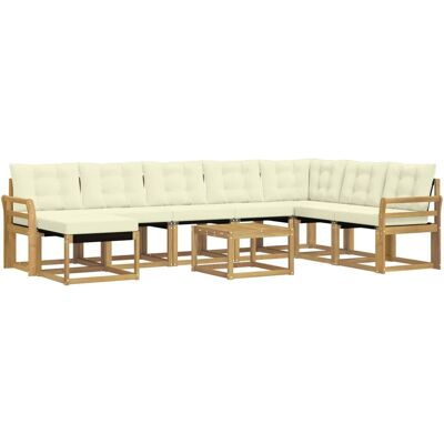 vidaXL Outdoor-Sofagarnitur mit Kissen 9-Tlg Weiß und Creme 3389788 vidaXL Outdoor-Sofagarnitur mit Kissen 9-Tlg Weiß und Creme 3389788