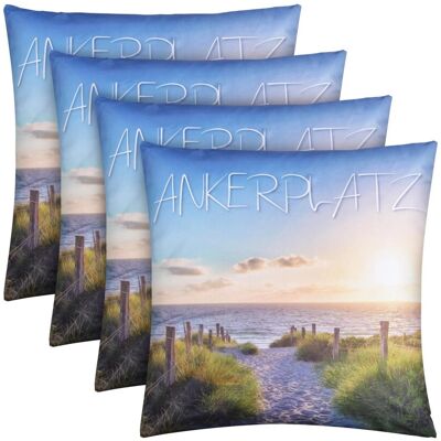 Bestlivings Outdoor Kissen mit Strandmotiv Ankerplatz 4 Stück 4er Pack Bestlivings Outdoor Kissen mit Strandmotiv Ankerplatz 4 Stück 4er Pack