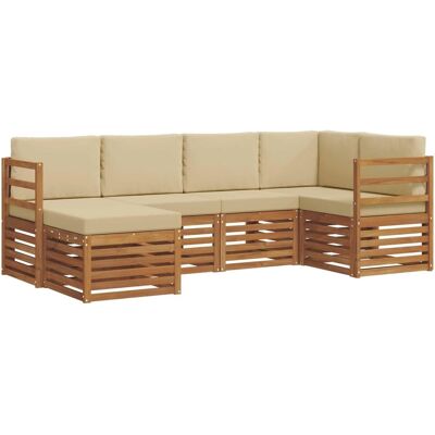vidaXL Sofagarnituren 6 Tlg Natur und Beige Massivholz Akazie 3375073 vidaXL Sofagarnituren 6 Tlg Natur und Beige Massivholz Akazie 3375073