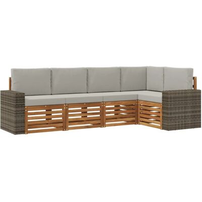 vidaXL Ecksofa Set 5 Stk Natur und Hellgrau Massivholz Akazie 3384367 vidaXL Ecksofa Set 5 Stk Natur und Hellgrau Massivholz Akazie 3384367