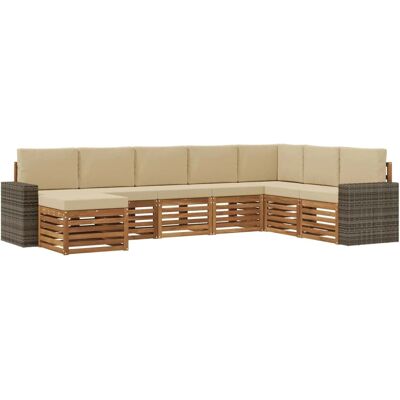 vidaXL Outdoor-Sofagarnitur mit Kissen 8 Stk Natur und Beige 3384729 vidaXL Outdoor-Sofagarnitur mit Kissen 8 Stk Natur und Beige 3384729