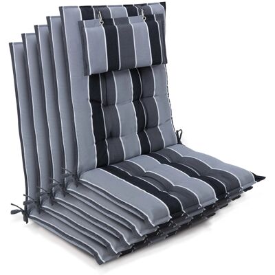Beautissu 5er Set Sun-HL Hochlehner Auflage 120x50x8cm Anthrazit-Gestreift Beautissu 5er Set Sun-HL Hochlehner Auflage 120x50x8cm Anthrazit-Gestreift