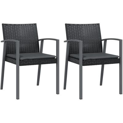 vidaXL Gartenstühle mit Kissen 2 Stk. Schwarz 56,5x57x83cm Poly Rattan vidaXL Gartenstühle mit Kissen 2 Stk. Schwarz 56,5x57x83cm Poly Rattan