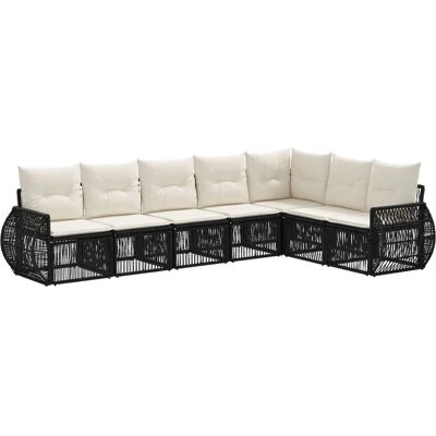 vidaXL Gartensofa-Set 7-Tlg Schwarz und Cremeweiß Poly-Rattan 3435427 vidaXL Gartensofa-Set 7-Tlg Schwarz und Cremeweiß Poly-Rattan 3435427