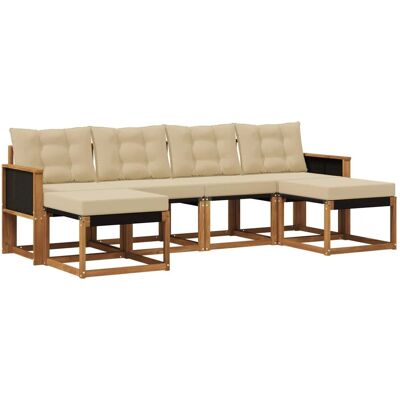 vidaXL Outdoor-Sofagarnitur mit Kissen 6 Stk Natur und Beige 3382121 vidaXL Outdoor-Sofagarnitur mit Kissen 6 Stk Natur und Beige 3382121