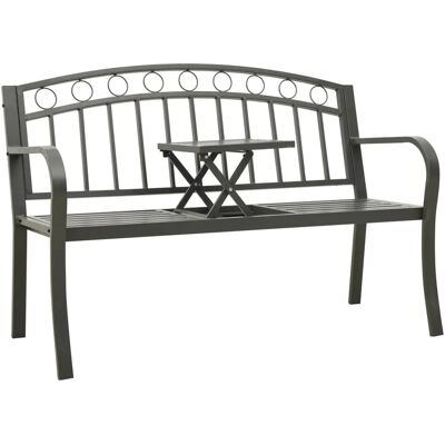 vidaXL Gartenbank mit Tisch Grau 120 cm Stahl 319585 vidaXL Gartenbank mit Tisch Grau 120 cm Stahl 319585