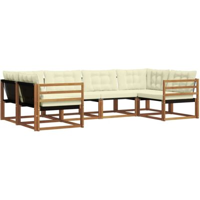 vidaXL Outdoor-Sofagarnitur mit Kissen 6-Tlg Natur und Creme 3369781 vidaXL Outdoor-Sofagarnitur mit Kissen 6-Tlg Natur und Creme 3369781