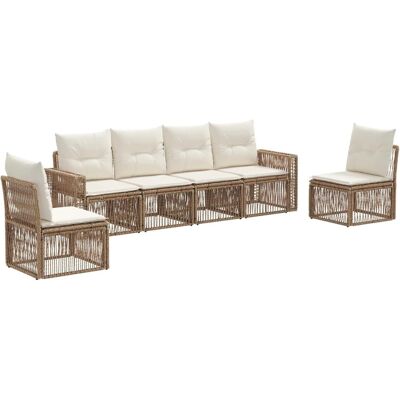 vidaXL Gartensofa-Set 6-Tlg Beige und Cremeweiß Poly-Rattan 3435087 vidaXL Gartensofa-Set 6-Tlg Beige und Cremeweiß Poly-Rattan 3435087