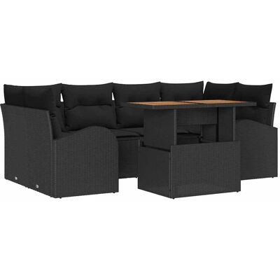 vidaXL Garten-Sofa-Set mit Speicher 7-Tlg Schwarz Poly Rattan 3358277 vidaXL Garten-Sofa-Set mit Speicher 7-Tlg Schwarz Poly Rattan 3358277