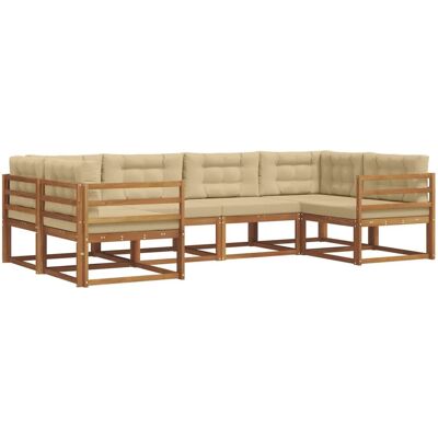 vidaXL Outdoor-Sofagarnitur mit Kissen 6-Tlg Natur und Beige 3368056 vidaXL Outdoor-Sofagarnitur mit Kissen 6-Tlg Natur und Beige 3368056