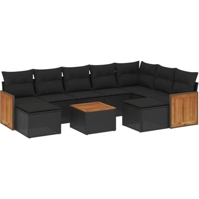 vidaXL 10-Tlg Garten-Sofagarnitur mit Kissen Schwarz Poly Rattan 3228225 vidaXL 10-Tlg Garten-Sofagarnitur mit Kissen Schwarz Poly Rattan 3228225