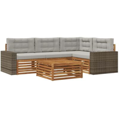 vidaXL Outdoor-Sofagarnitur 5 Stk Natur und Hellgrau 3383339 vidaXL Outdoor-Sofagarnitur 5 Stk Natur und Hellgrau 3383339