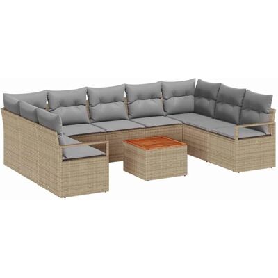vidaXL Garten-Sofa-Set mit Kissen 10-Tlg Beige Poly Rattan 3347749 vidaXL Garten-Sofa-Set mit Kissen 10-Tlg Beige Poly Rattan 3347749