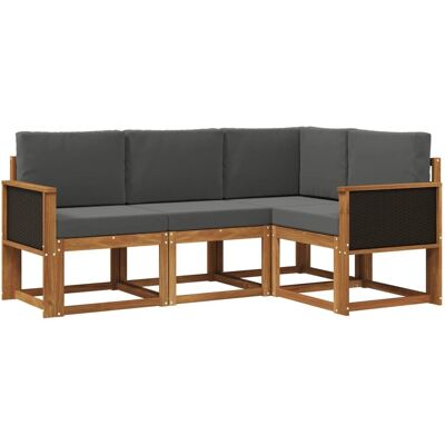 vidaXL Outdoor-Sofagarnitur 4 Stk Natur und Anthrazit Polyester 3385163 vidaXL Outdoor-Sofagarnitur 4 Stk Natur und Anthrazit Polyester 3385163