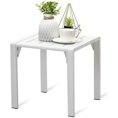 MeXo Aluminium Couchtisch Gartentisch Polywood Tischplatte Wetterfest Weiß MeXo Aluminium Couchtisch Gartentisch Polywood Tischplatte Wetterfest Weiß