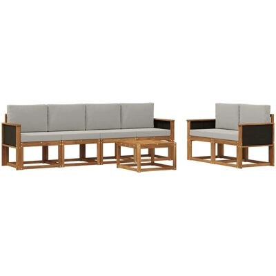 vidaXL Outdoor-Sofagarnitur mit Kissen 6 Stk Natur und Hellgrau 3385002 vidaXL Outdoor-Sofagarnitur mit Kissen 6 Stk Natur und Hellgrau 3385002
