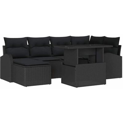 vidaXL Garten-Sofa-Set mit Speicher 7-Tlg Schwarz Poly Rattan 3357416 vidaXL Garten-Sofa-Set mit Speicher 7-Tlg Schwarz Poly Rattan 3357416