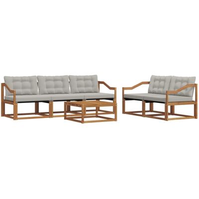 vidaXL Outdoor-Sofagarnitur mit Kissen 6-Tlg Natur und Hellgrau 3369202 vidaXL Outdoor-Sofagarnitur mit Kissen 6-Tlg Natur und Hellgrau 3369202