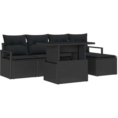 vidaXL Garten-Sofa-Set mit Speicher 6-Tlg Schwarz Poly Rattan 3357546 vidaXL Garten-Sofa-Set mit Speicher 6-Tlg Schwarz Poly Rattan 3357546