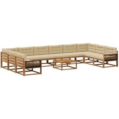 vidaXL Outdoor-Sofagarnitur mit Kissen 11 Stk Natur und Beige 3382946 vidaXL Outdoor-Sofagarnitur mit Kissen 11 Stk Natur und Beige 3382946