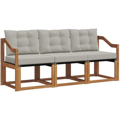 vidaXL Outdoor-Sofagarnitur mit Kissen 3-Tlg Natur und Hellgrau 3368362 vidaXL Outdoor-Sofagarnitur mit Kissen 3-Tlg Natur und Hellgrau 3368362