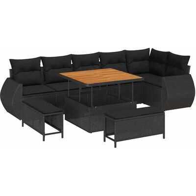 vidaXL Garten-Sofa-Set 9-Tlg Schwarz Poly Rattan 3361884 vidaXL Garten-Sofa-Set 9-Tlg Schwarz Poly Rattan 3361884