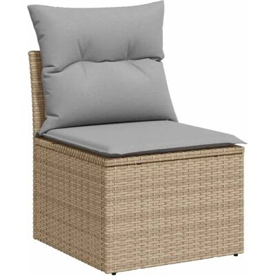 vidaXL Garten-Sofa-Set mit Kissen 6-Tlg Beige Poly Rattan 3348446 vidaXL Garten-Sofa-Set mit Kissen 6-Tlg Beige Poly Rattan 3348446