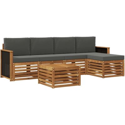 vidaXL Outdoor-Sofagarnitur mit Kissen 6 Stk Natur und Anthrazit 3384253 vidaXL Outdoor-Sofagarnitur mit Kissen 6 Stk Natur und Anthrazit 3384253
